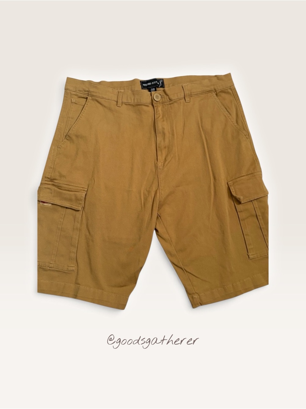 Wicked Stitch Men’s Cargo Shorts Size 38 Tan Brown Stretch Utility